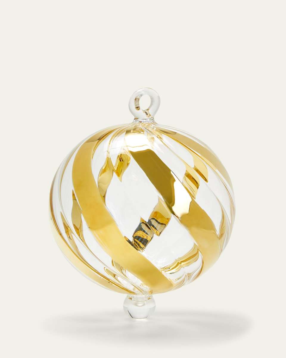 4" Ball with Gold Stripes Christmas Ornament